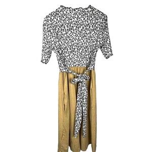 Reb in J 220 Dress Knee Length Pocket Leopard Print Tie Waist Made in USA NWT XL